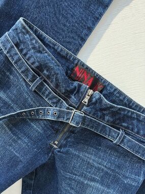 Nina K Y2K Low Rise Belted Bootcut Stretch Jeans Size 29